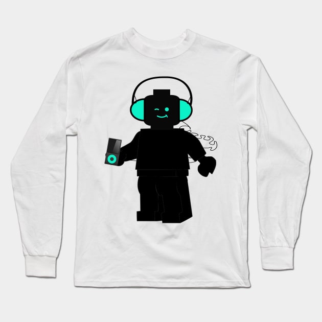 Minifig with Headphones & iPod Long Sleeve T-Shirt by ChilleeW